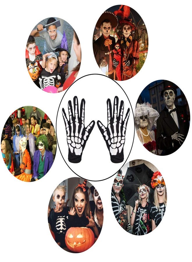 Mr Warm Halloween Skeleton Gloves,Full Finger Skeleton Pattern Gloves Cosplay Costume Accessories for Men Women Adults - Image 4